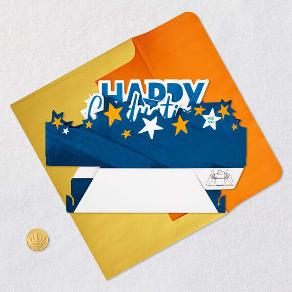 Happy Graduation Caps and Stars Musical 3D Pop-Up Graduation Card With Light, , large image number 5