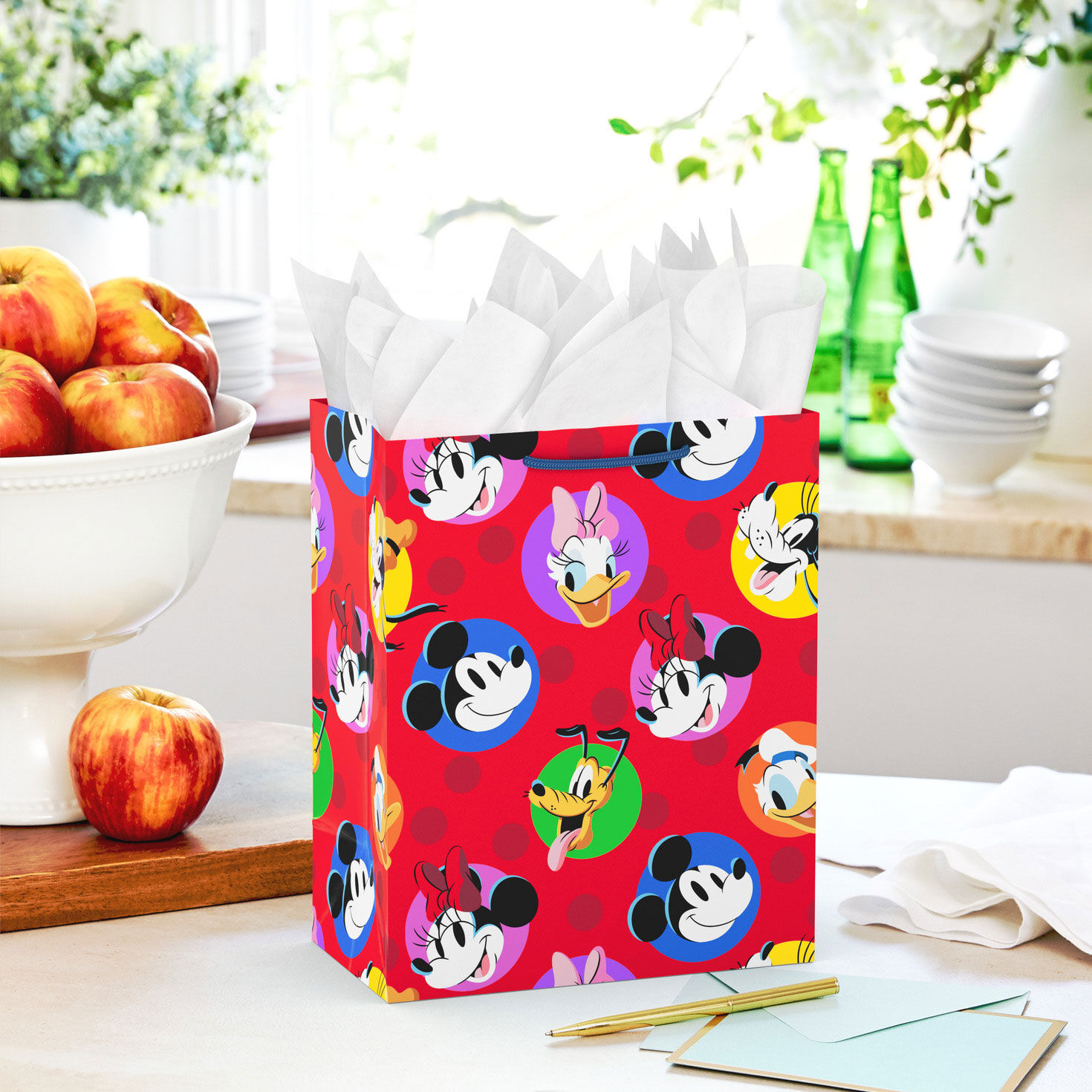 Mickey Mouse and Friends on Red Medium Gift Bag In use image number 2