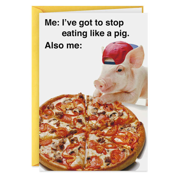 Pig Out Funny Birthday Card, , large image number 1