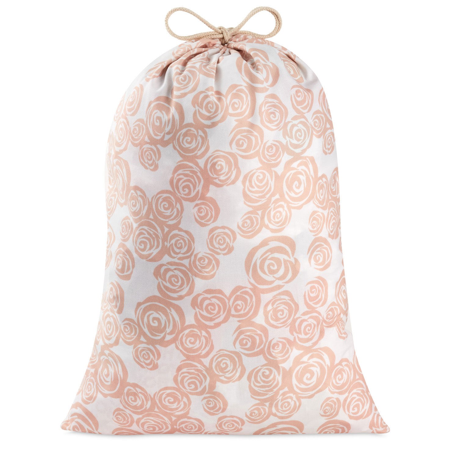 28" Pink Roses on Ivory Wedding Canvas Gift Sack With Gift Tag, , large image number 6