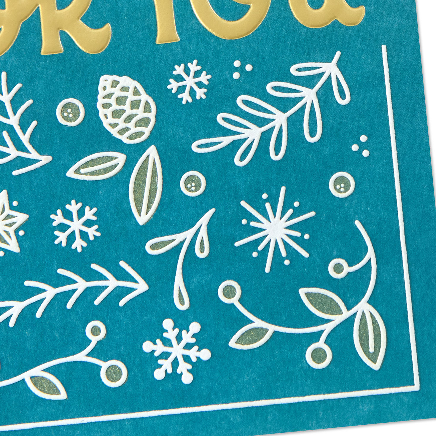 Teal Botanical Grateful for You Christmas Card Card Cover Detail image number 5