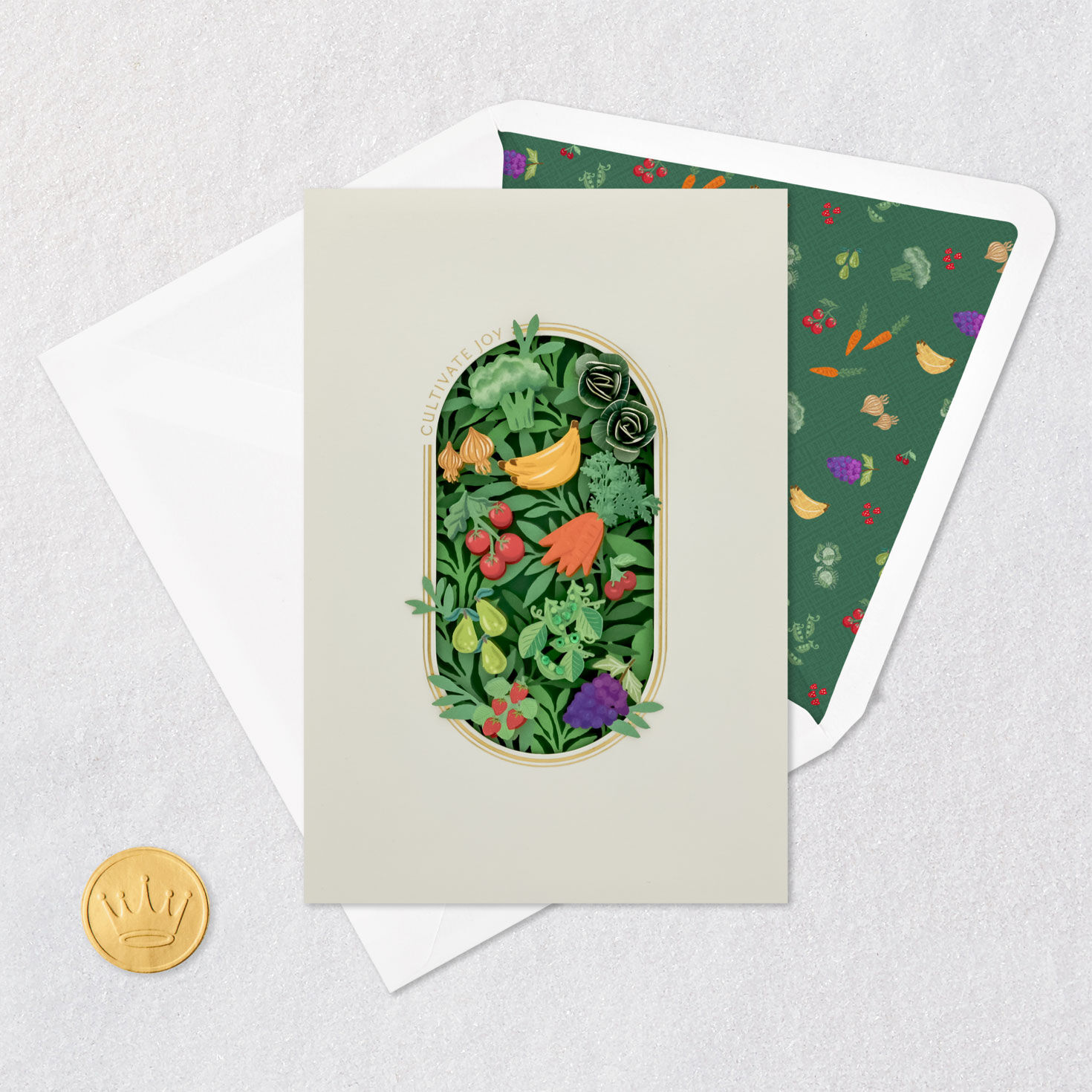 Vegetable Garden Harvest Blank Card Card Front with Envelope and Gold Seal image number 4