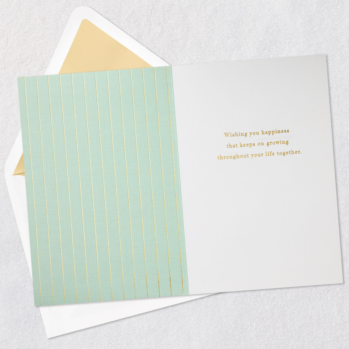 Sage and Gold Mr And Mrs Wedding Card Open card with envelope image number 3
