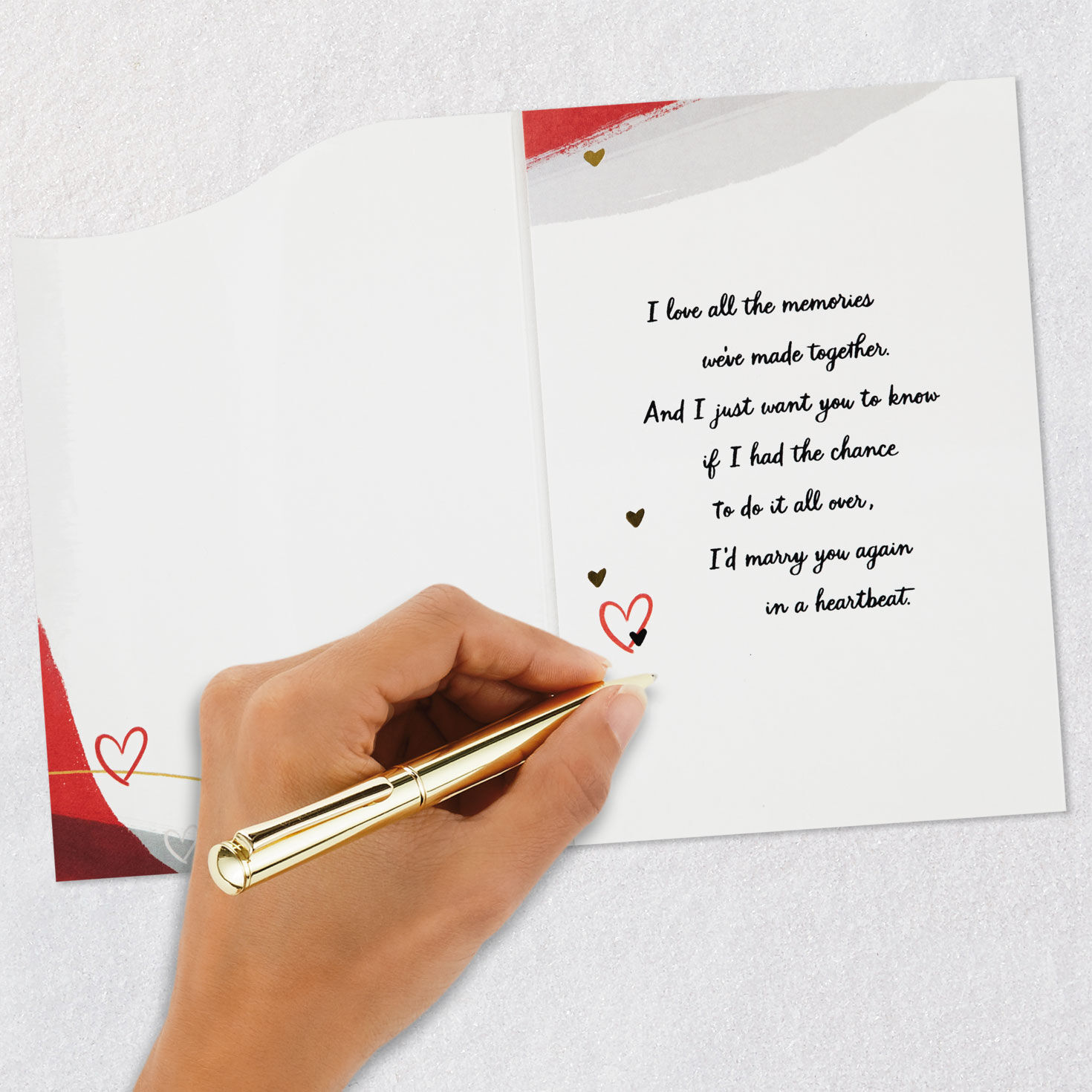 Red Waves on Pink Valentines Day Card for Husband Signing card image number 7