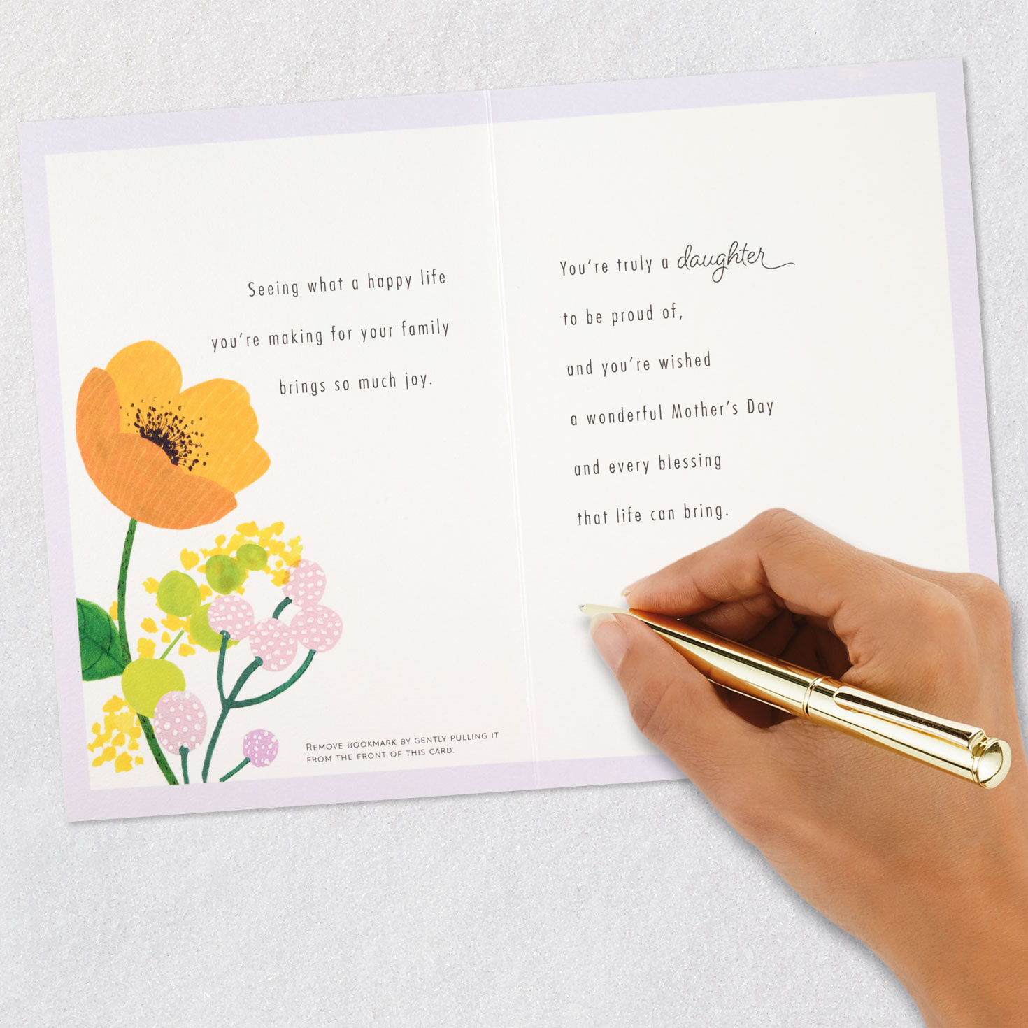 Hummingbird and Flowers Daughter Mother's Day Card Signing card image number 8