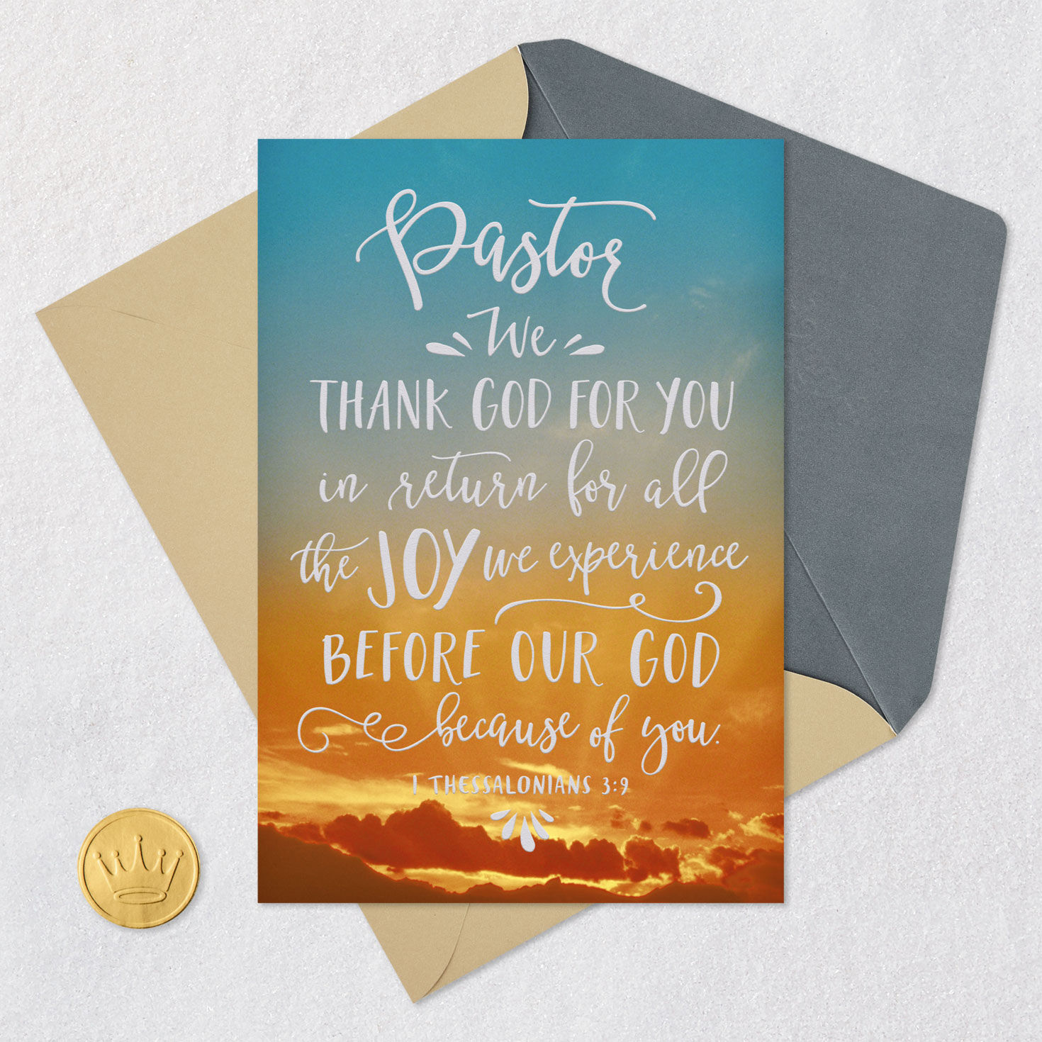 Sunrise Thank You Pastor Appreciation Card Card Front with Envelope and Gold Seal image number 5