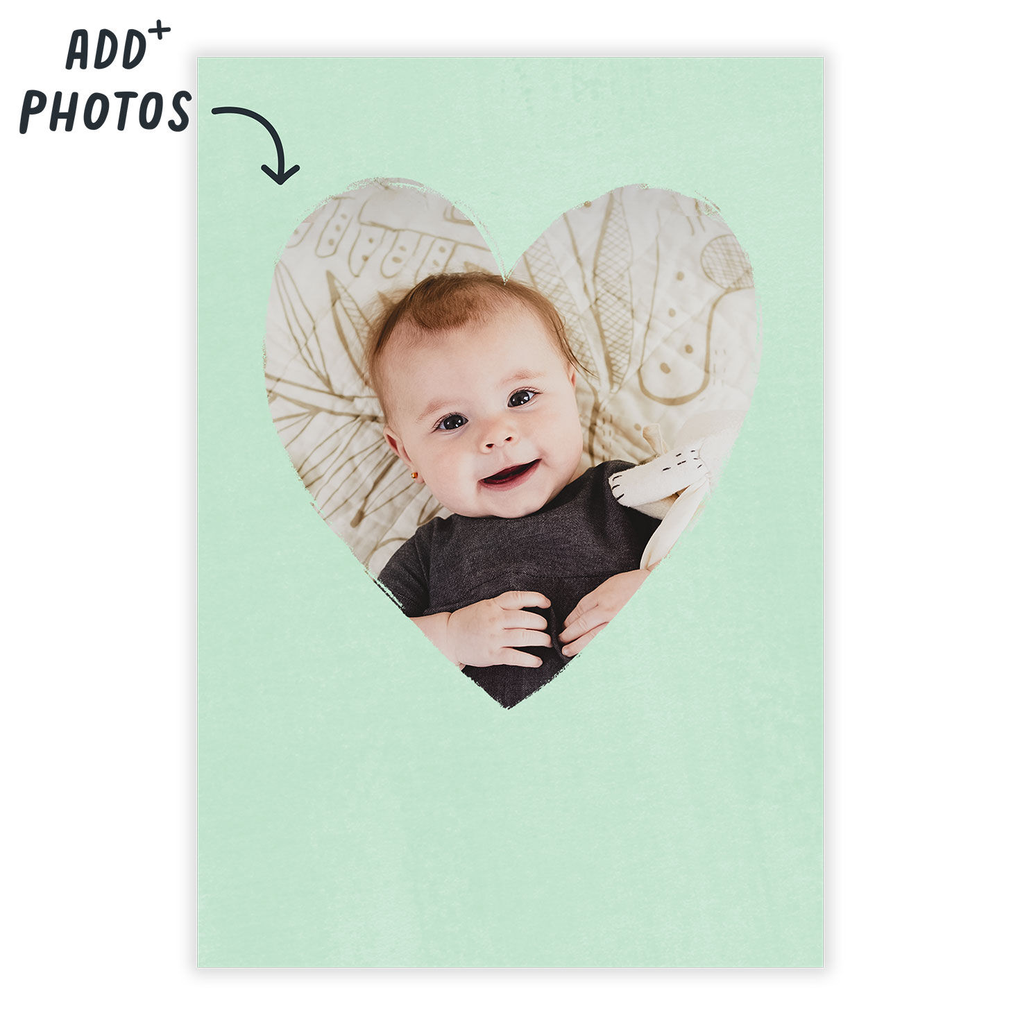 Personalized Mint Green Heart Frame Blank Photo Card  image number 2