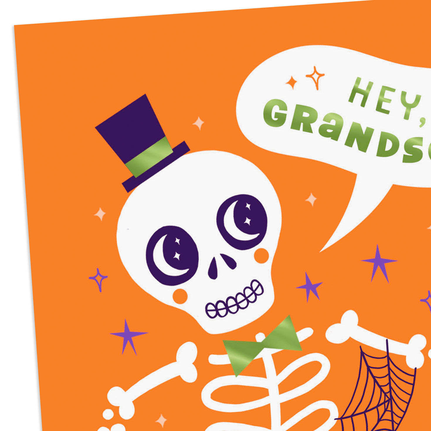 Skeleton and Cat Halloween Card for Grandson Card Front Detail image number 4