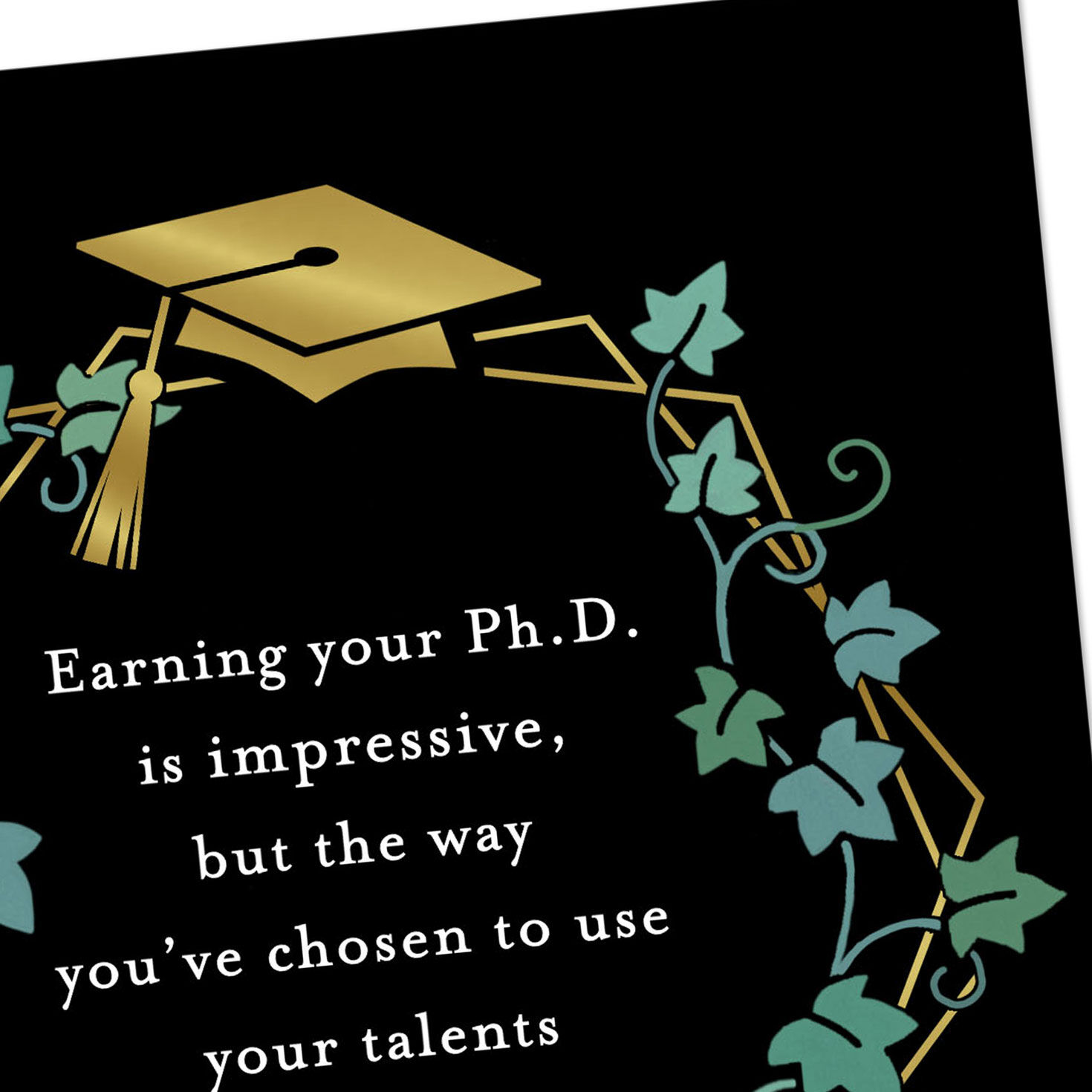 Ivy Wreath and Grad Cap Ph.D. Graduation Card  image number 4