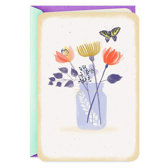 Butterfly and Flower Jar Blank Card, , large image number 1