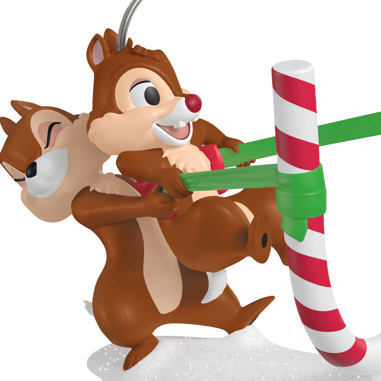 Chip and Dale Candy Cane Catapult Keepsake Ornament closeup view image number 5
