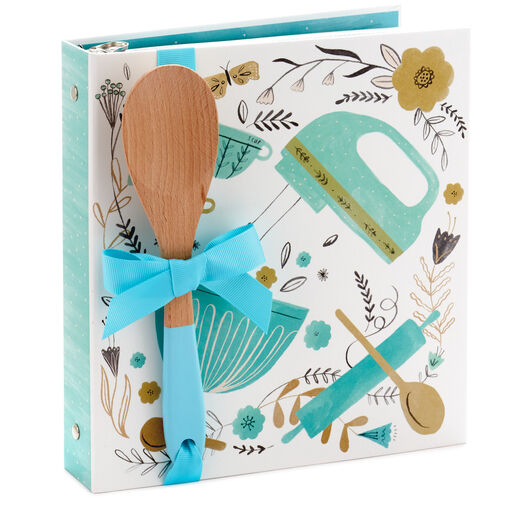 Baking Icons Recipe Organizer Book With Wooden Spoon, 