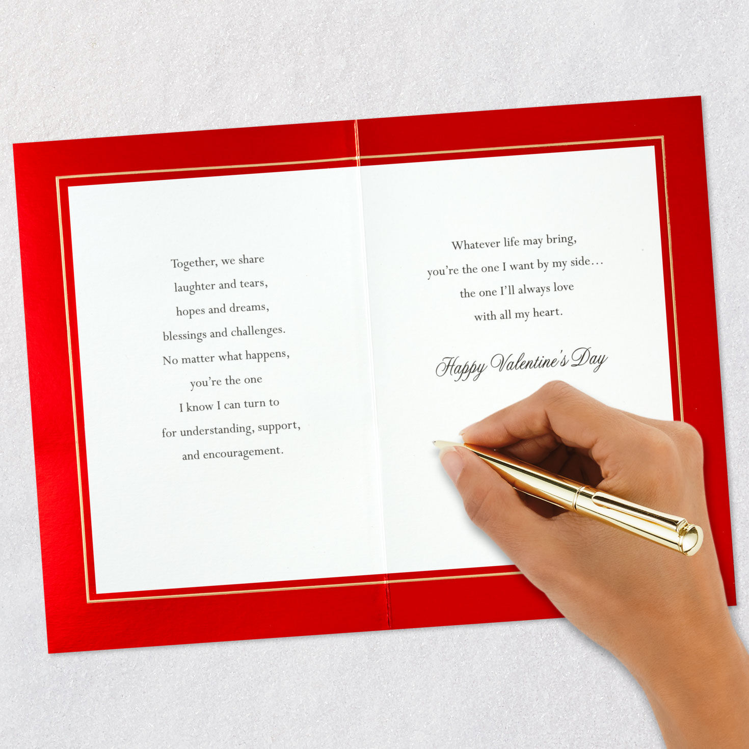 Red and Gold Heart Husband Valentine's Day Card signing card image number 7