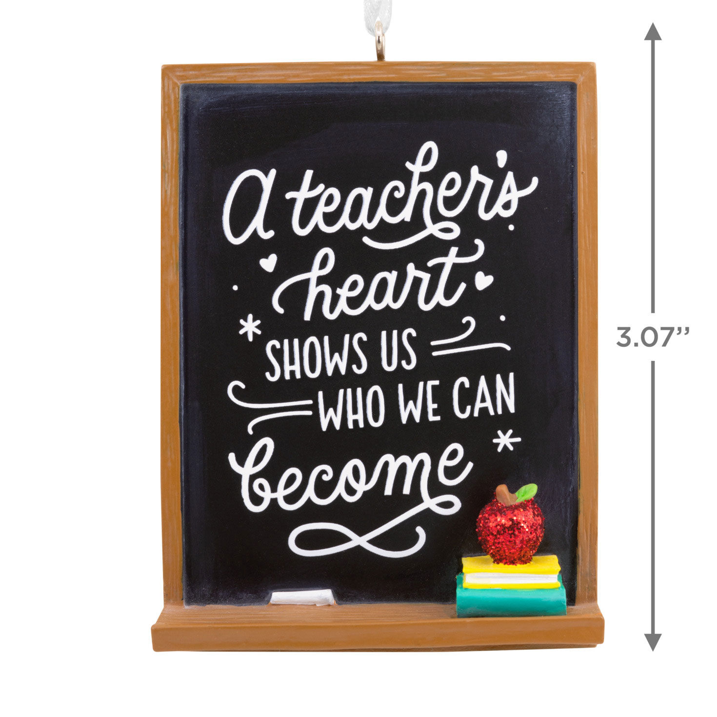 A Teacher's Heart Blackboard Christmas Ornament measurement image number 3