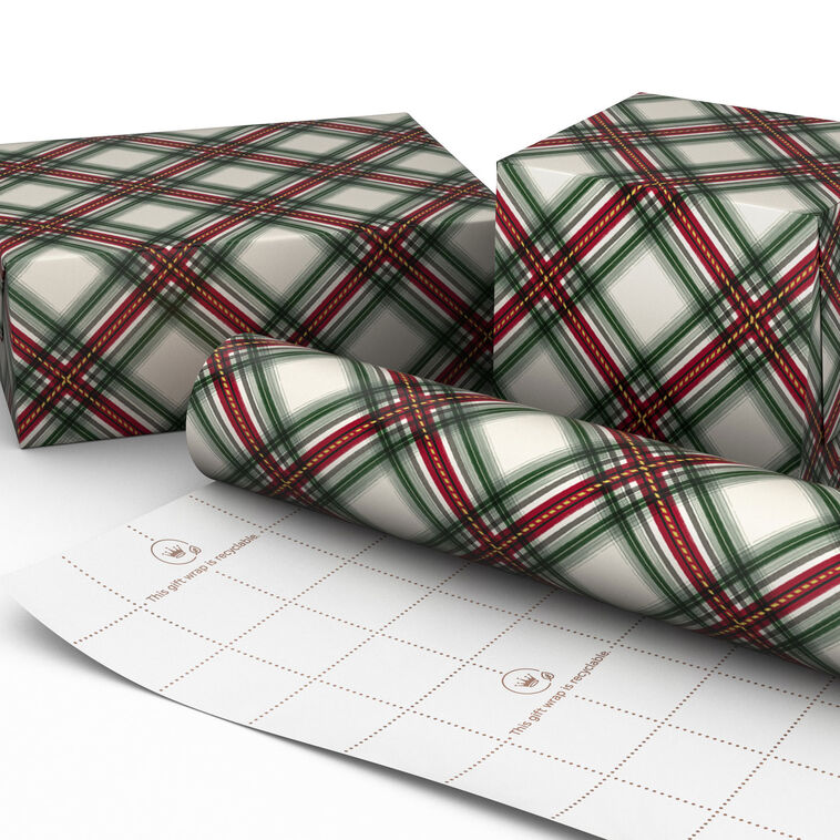 Festive Red and Green Plaid Christmas Wrapping Paper Wrapped pkg image number 2