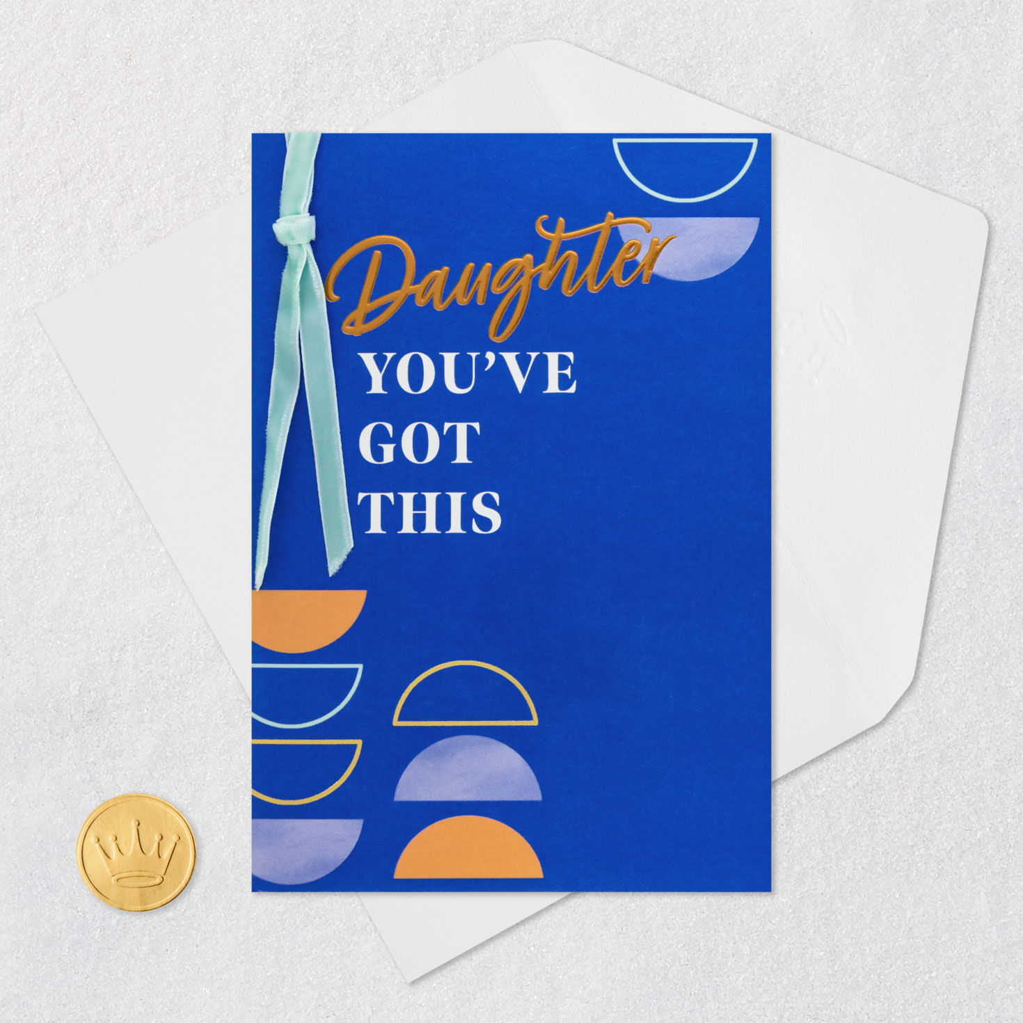 Blue and Orange Modern Mother's Day Card for Daughter Card Front with Envelope and Gold Seal image number 6