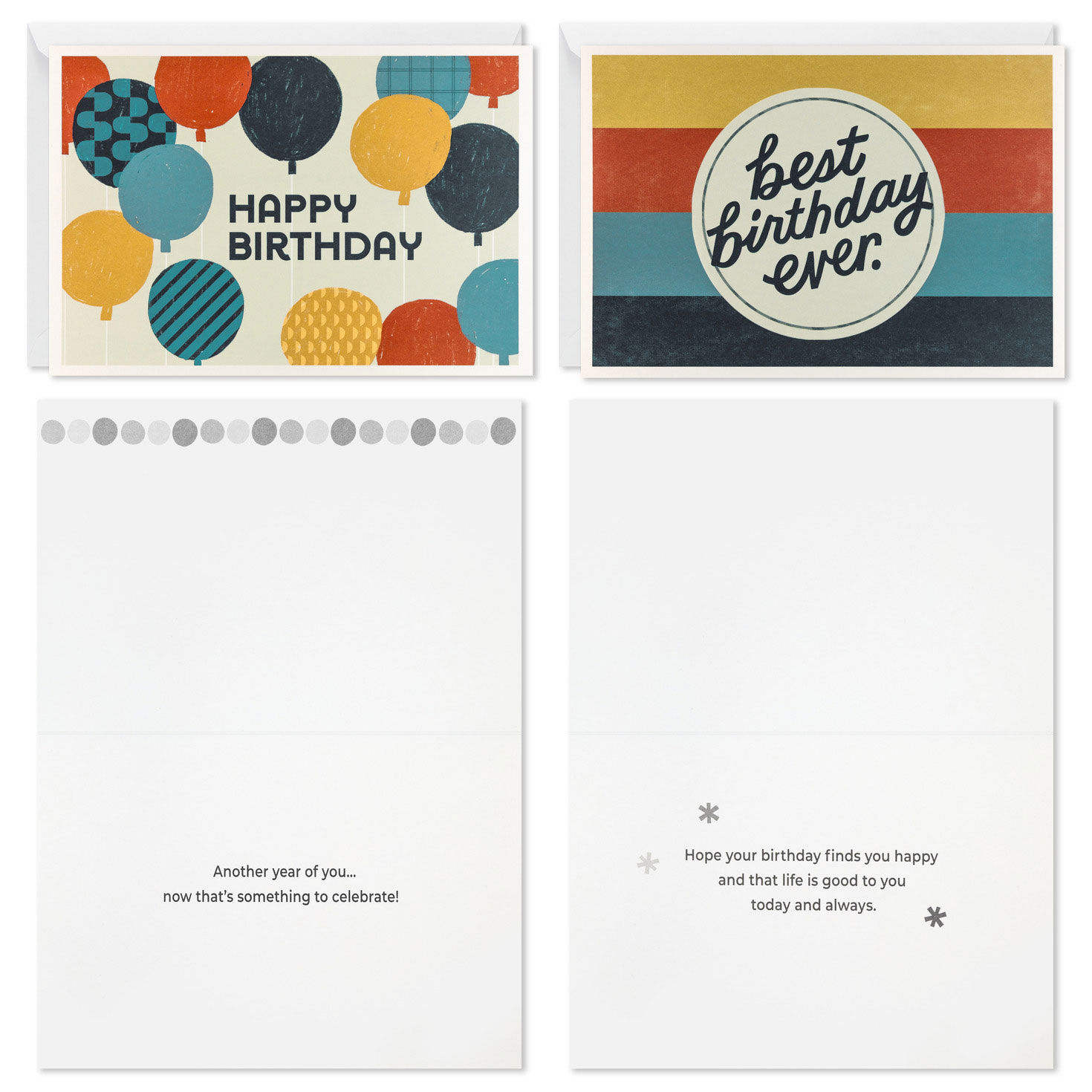 Navy and Charcoal Birthday Cards Assortment Pack Card Fronts with Sentiments image number 4