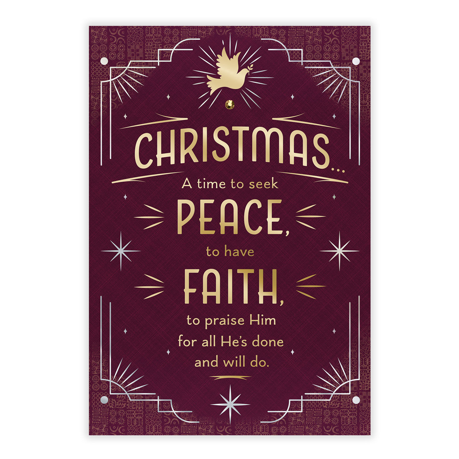 Gold Words on Purple Personalized Christmas Card front image number 2