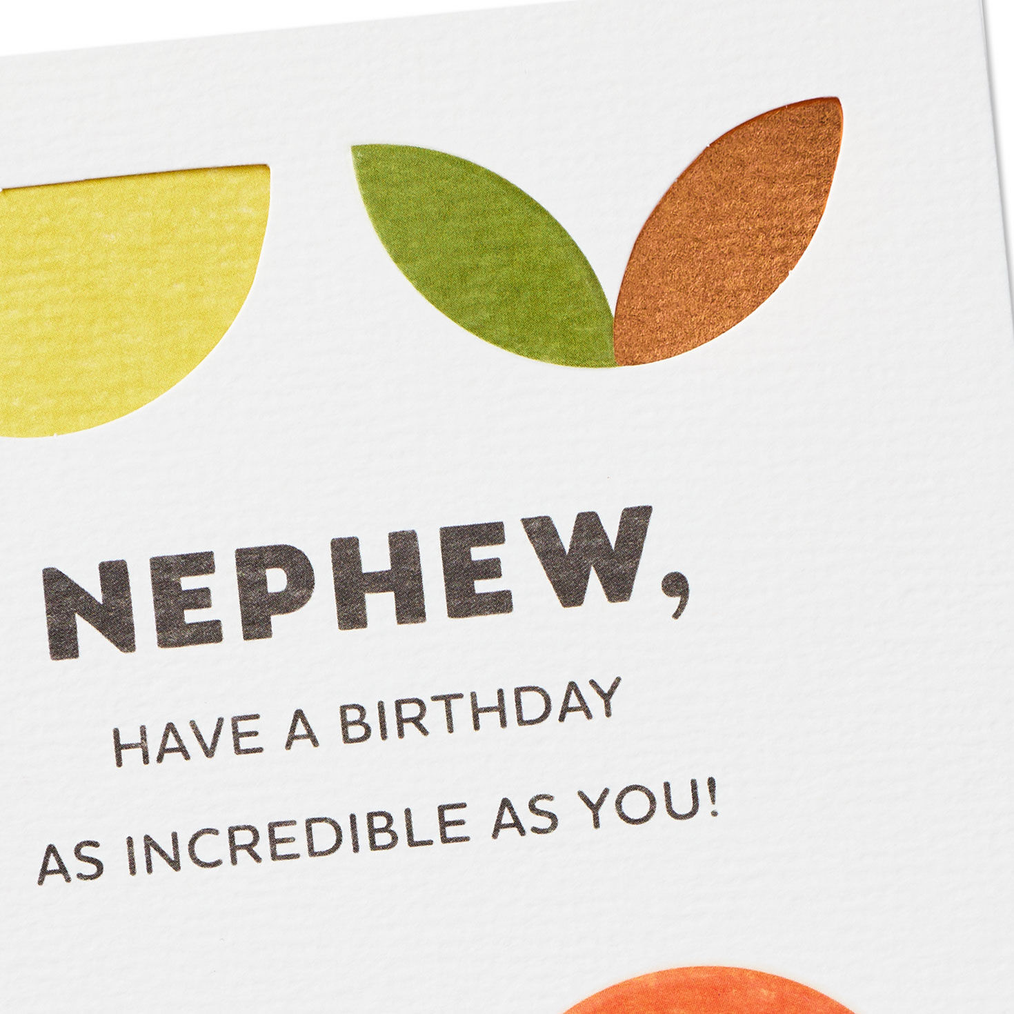 Green, Yellow and Bronze Abstract Shapes Nephew Birthday Card Card Front Detail image number 5