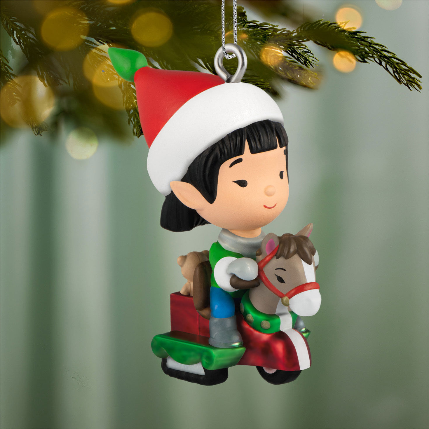 Welcome to Elfville Tilly Keepsake Ornament hanging on tree image number 2