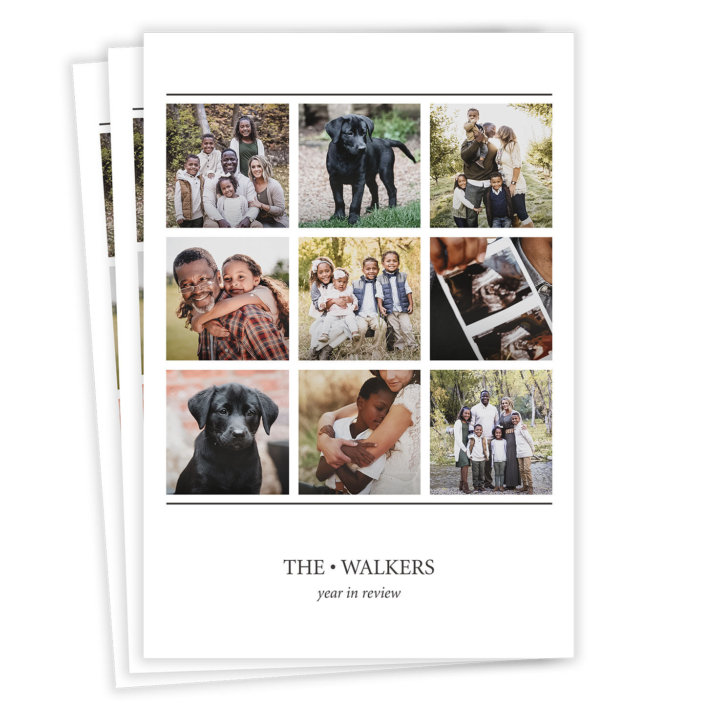 Lines on White Top Nine Flat Holiday Photo Card