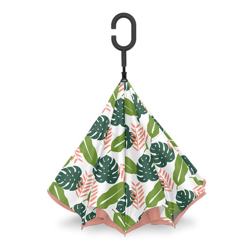 Unbelievabrella Reverse Closing Umbrella With Leaf Print, 