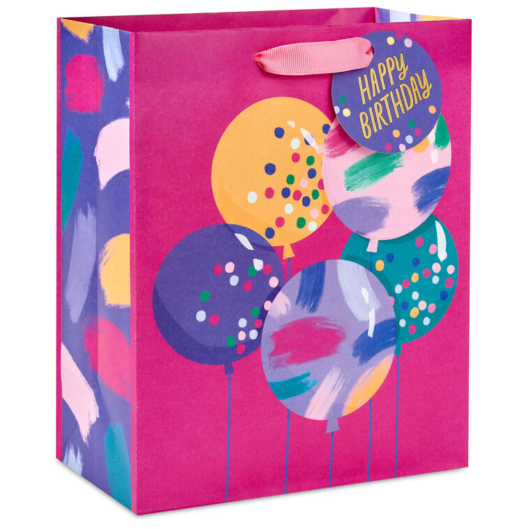 Colorful Balloons on Pink Medium Gift Bag Front image number 1