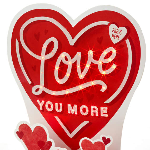 Love You More Musical 3D Pop-Up Love Card With Light, , large image number 4