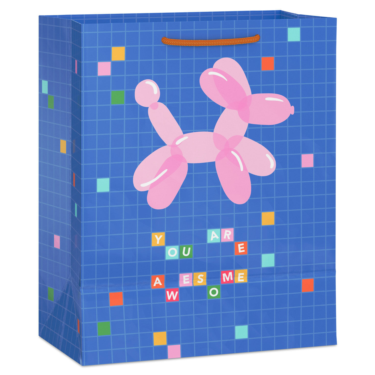 Pink Dog on Blue Medium Gift Bag Back image number 6