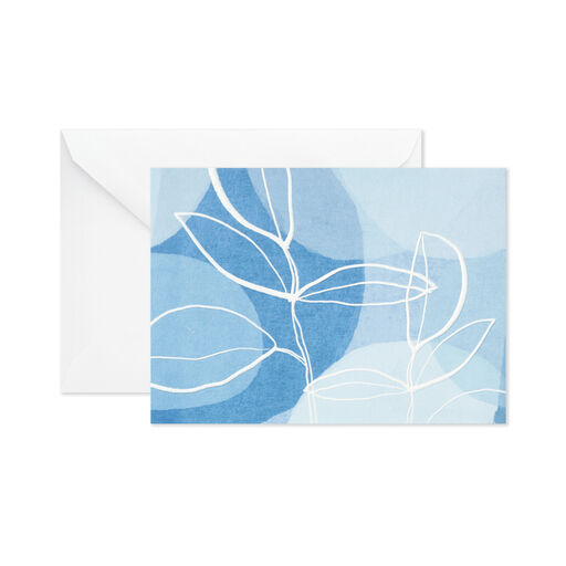 Leaf Outlines on Blue Blank Note Cards, Box of 10, 