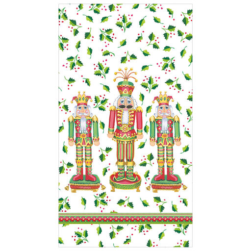 Caspari Nutcracker Christmas Guest Towel Napkins, Set of 15, 