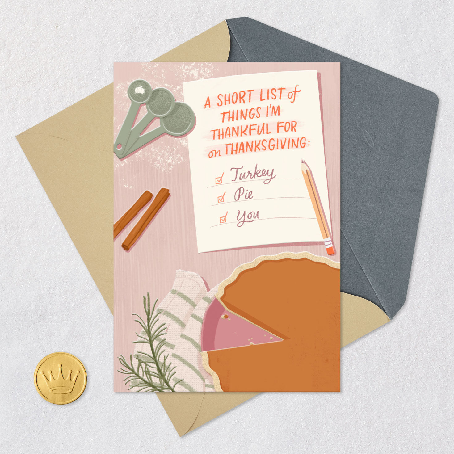 Pie Baking Thanksgiving Card for Someone Special Card Front with Envelope and Gold Seal image number 5