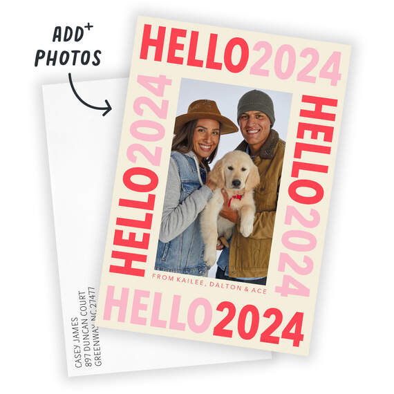 Hello 2024 Flat New Year Photo Card, , large image number 2
