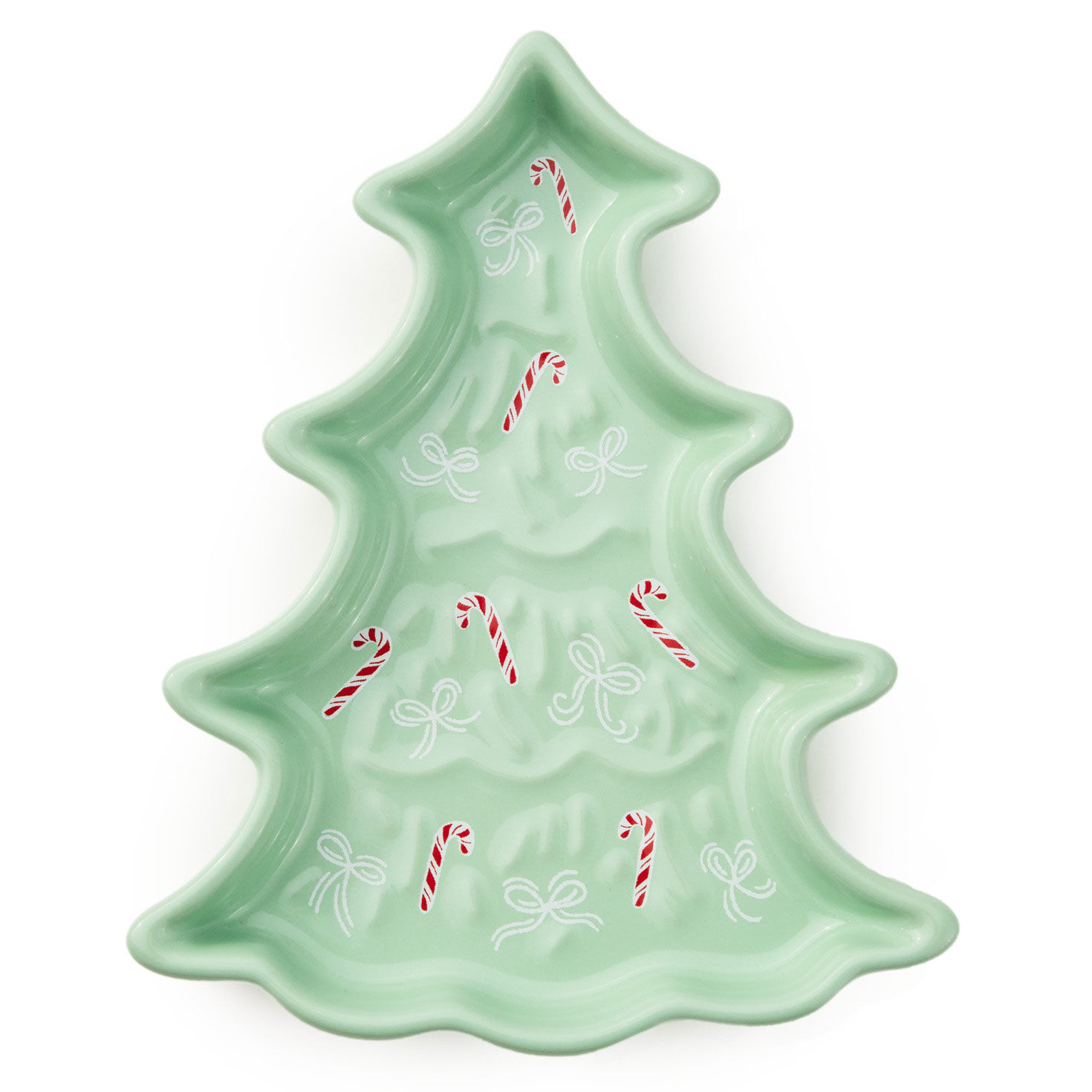 Set of 2 Christmas Tree Shaped Ceramic Plates front green tree image number 3