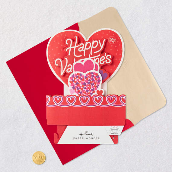 Hearts Musical 3D Pop-Up Valentine's Day Card With Light, , large image number 5