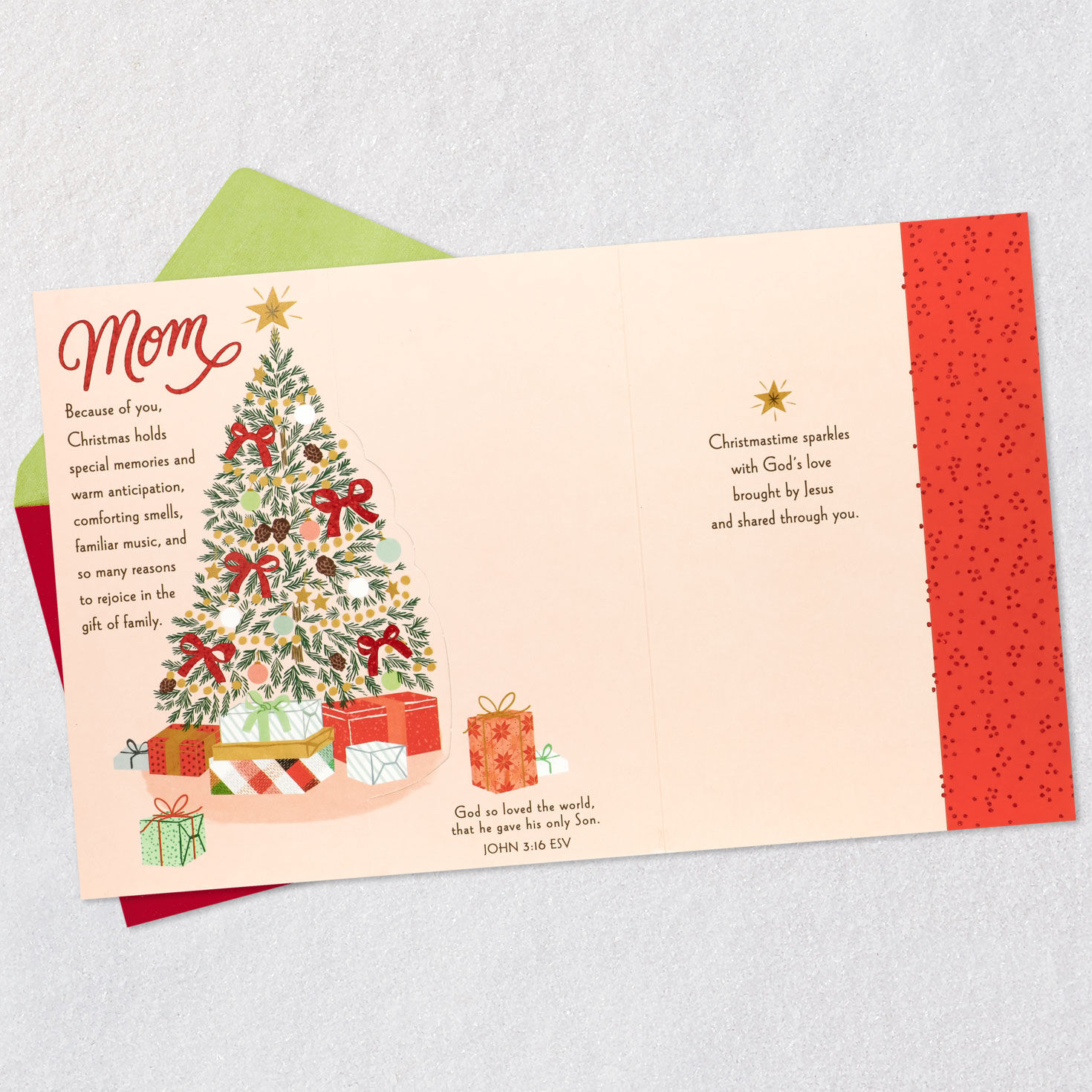 Christmas Tree and Presents Mom Christmas Card Open card with envelope image number 5