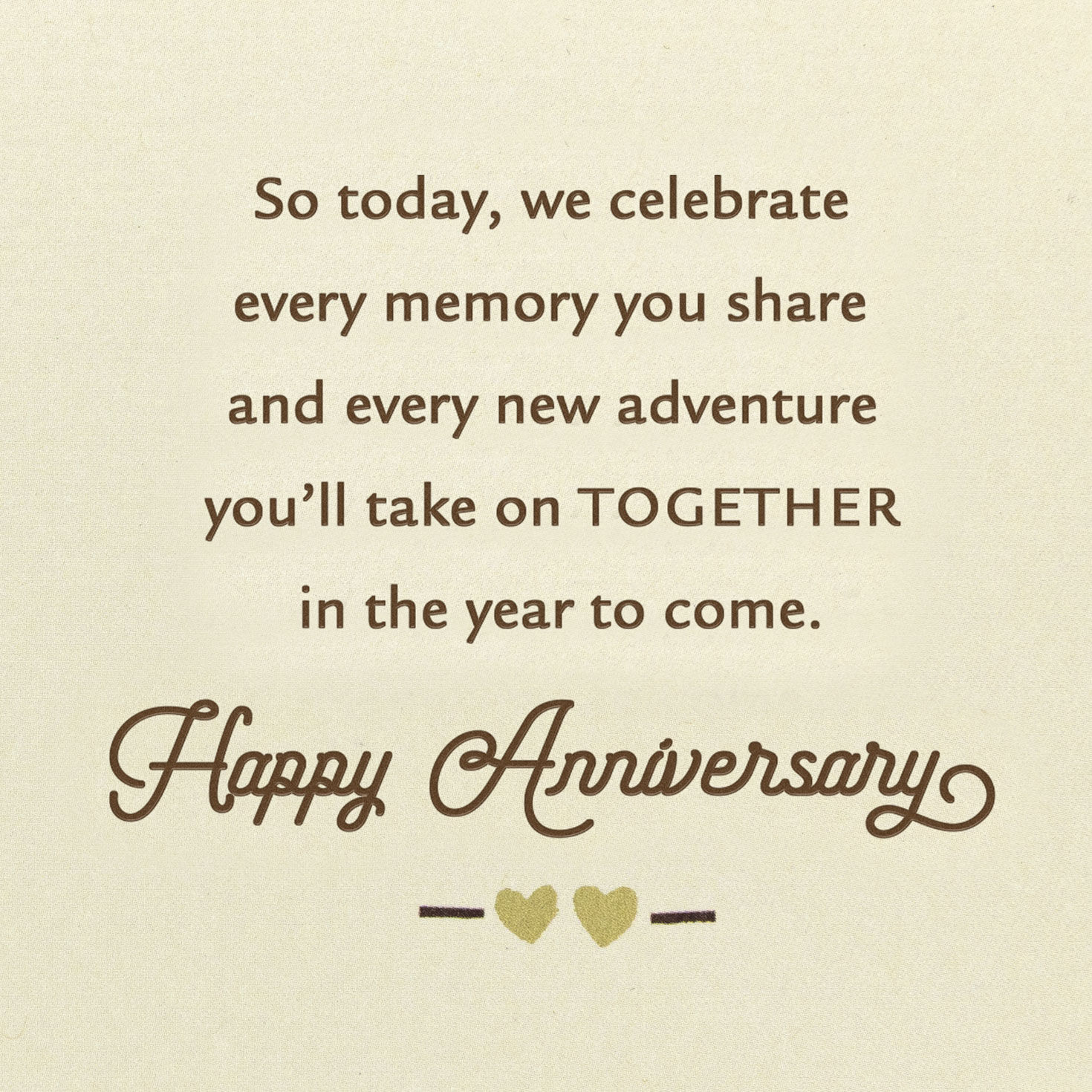 Celebrate a special couple on their anniversary with this unique card from Hallmark featuring an illustrated couple on a bridge and a heartfelt, thoughtful sentiment.  image number 2