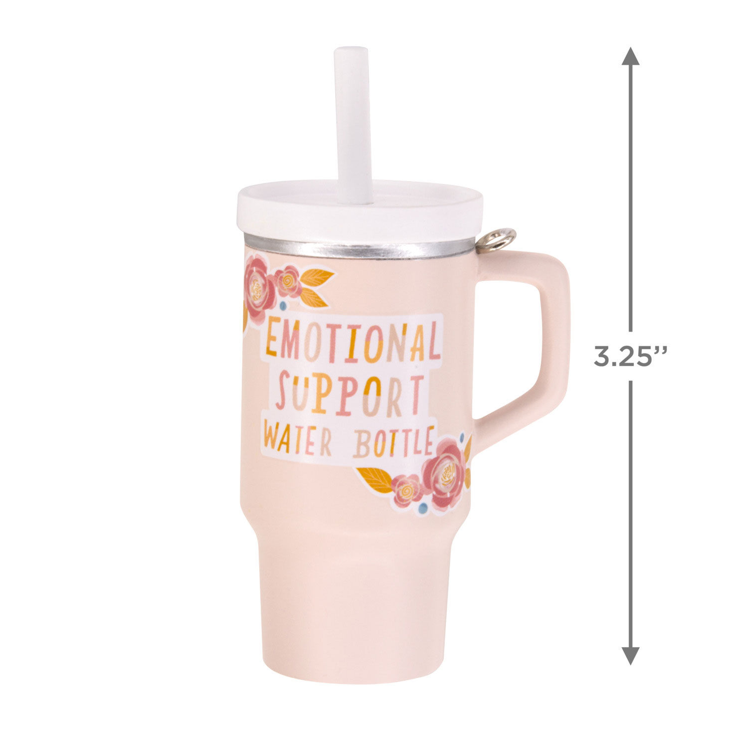 Pink Stainless Straw Cup Christmas Ornament measurement image number 3