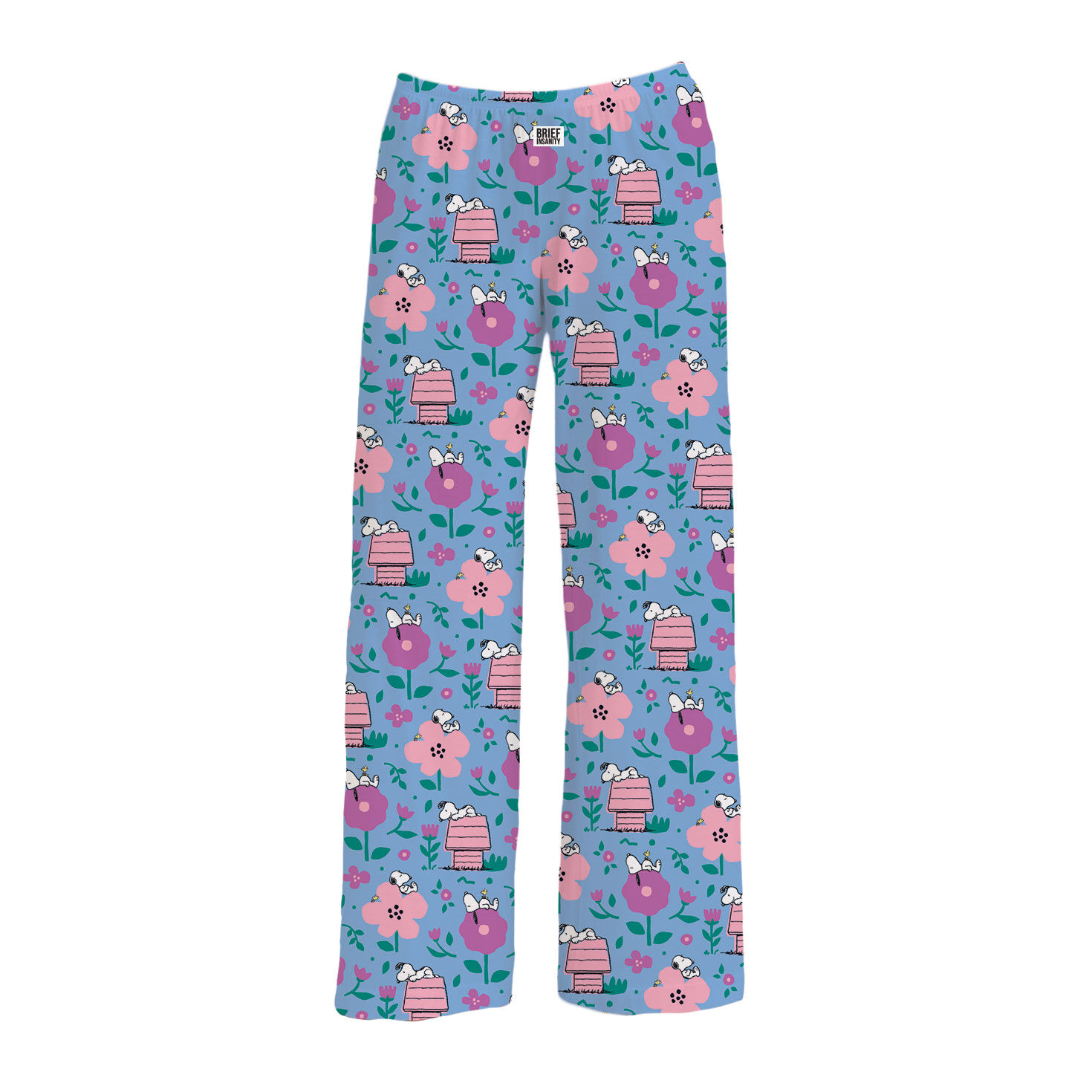 Brief Insanity Snoopy and Spring Flowers Blue Lounge Pants