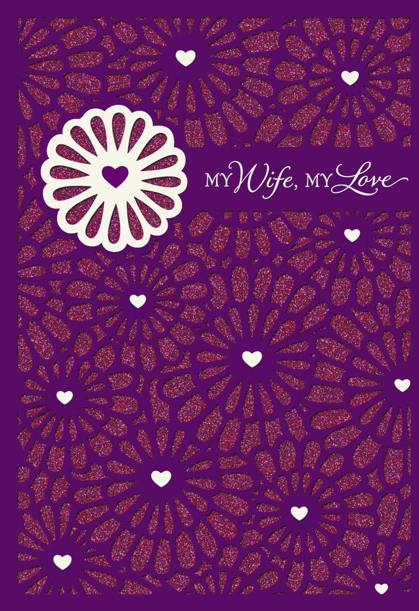 Laser-Cut Flowers Anniversary Card for Wife
