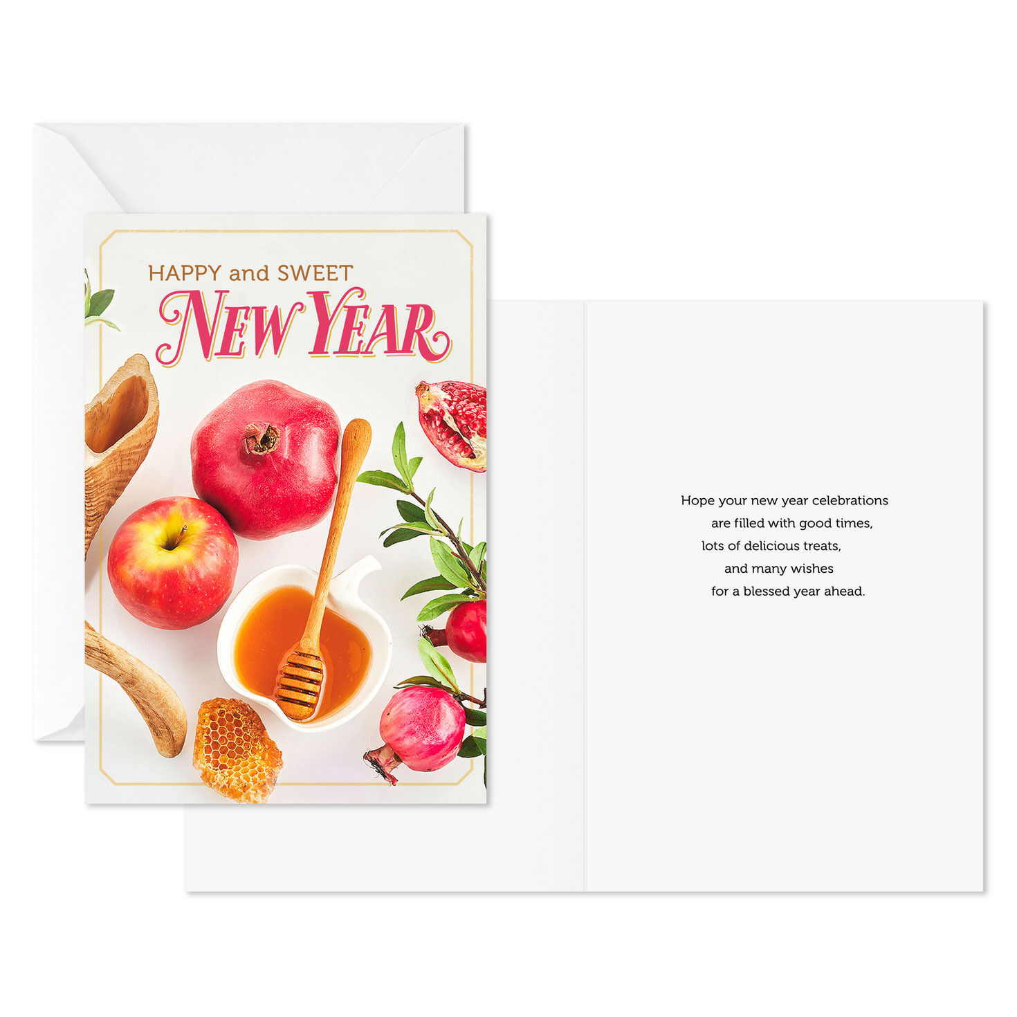 Apples and Honey Jewish New Year Cards Pack Card Front with Sentiment image number 2