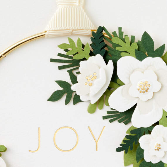 Joy Holiday Card With Floral Hoop Wreath, , large image number 4