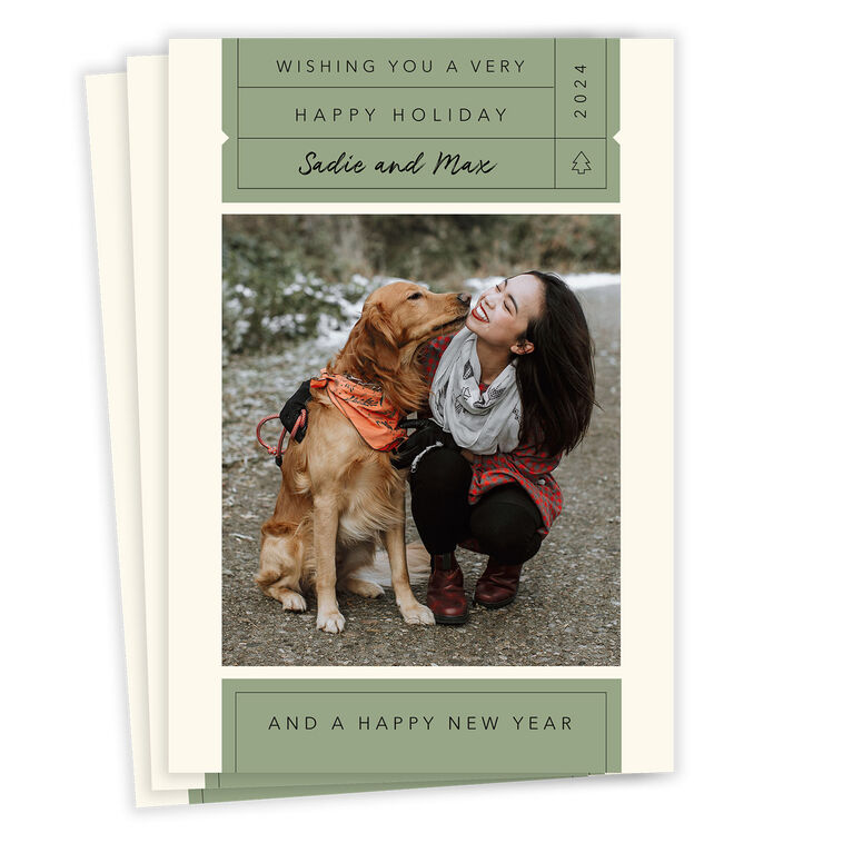 Sage Green Label Flat Holiday Photo Card