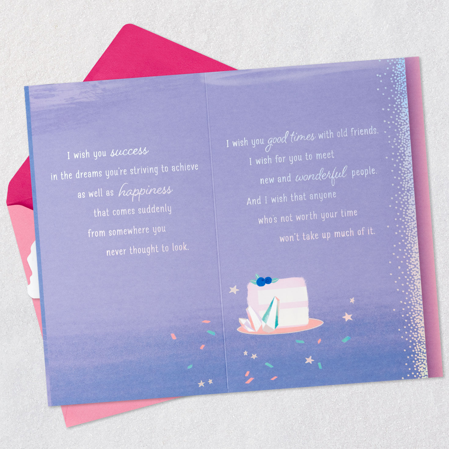 Sparkler-Topped Cake Sister Birthday Card Open card with envelope image number 6