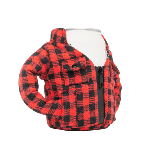Puffin Red Buffalo Check Flannel Jacket Can and Bottle Cooler, 