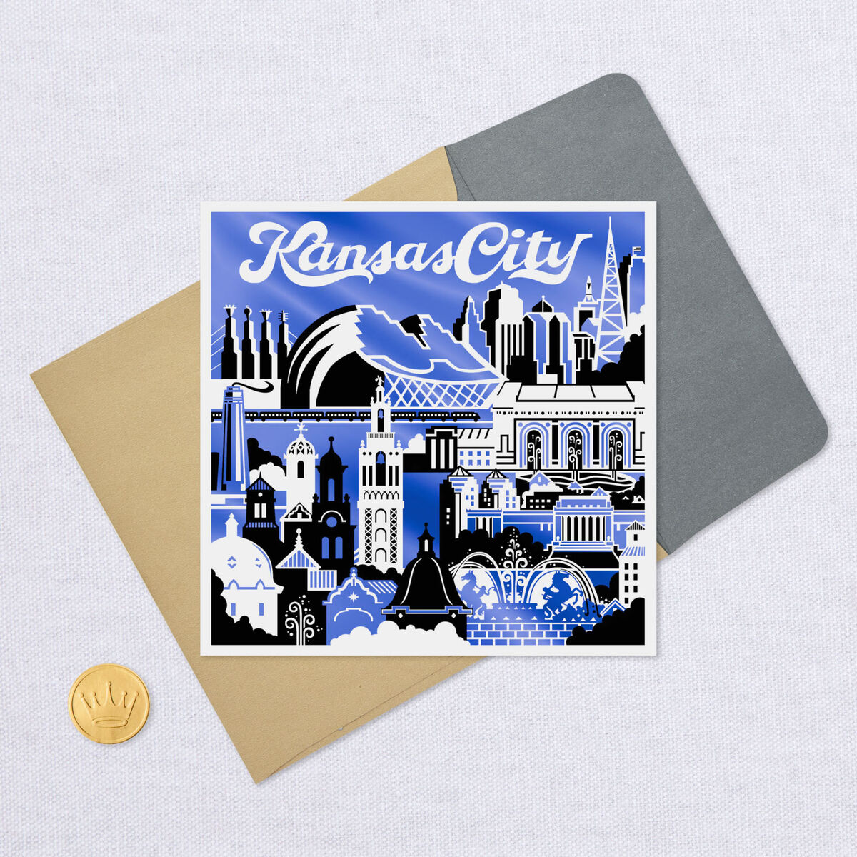 Kansas City Skyline and Icons Blank Card Greeting Cards Hallmark