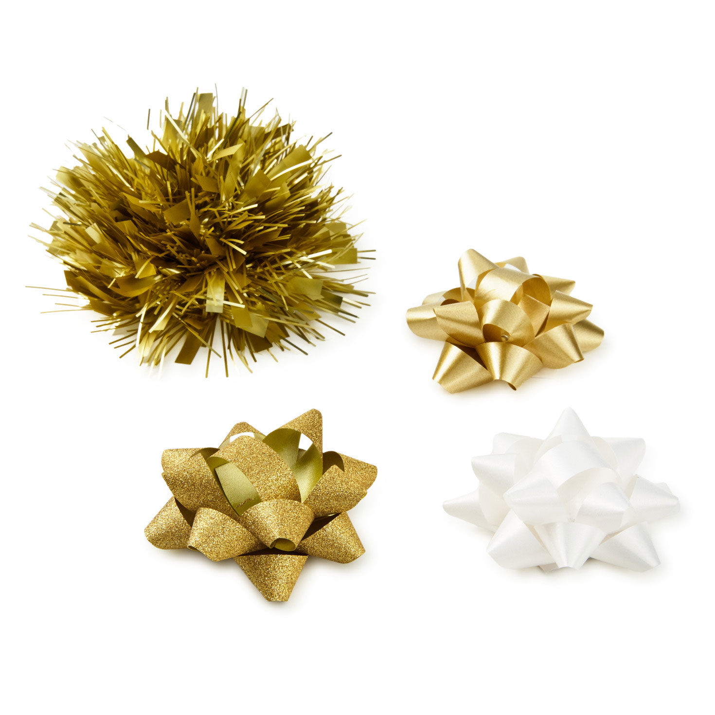 White and Gold Holiday Gift Wrap Accessories upclose view image number 6