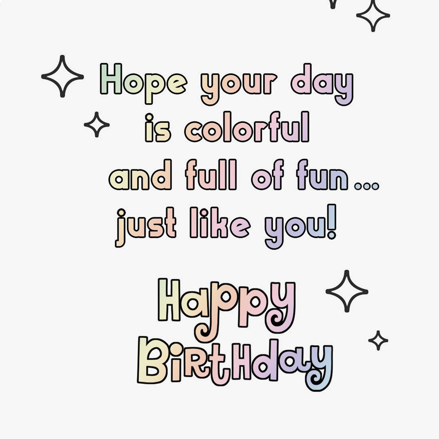 Retro Rainbow, Stars and Clouds Kids Birthday Card Sentiment image number 2