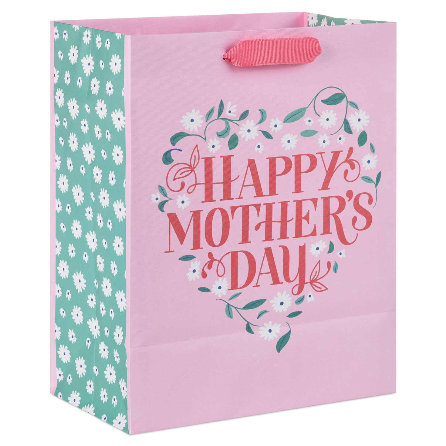 Floral Heart on Pink Medium Mother's Day Gift Bag Back image number 6
