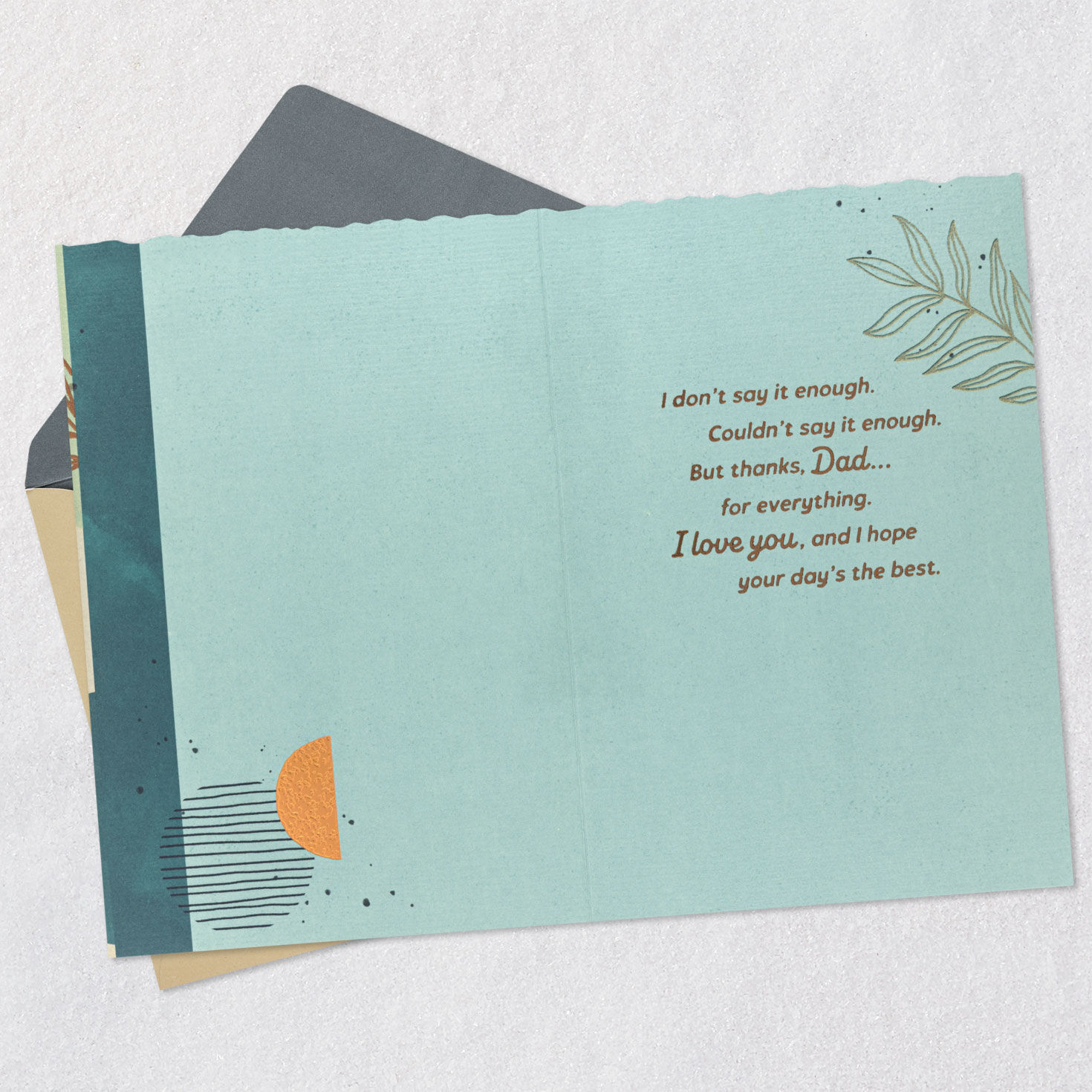 Leaves and Circles Birthday Card for Dad Open card with envelope image number 3
